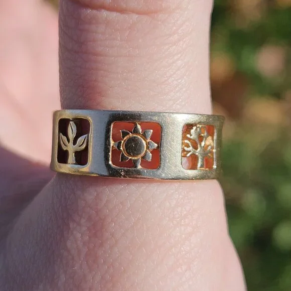 14K Yellow Gold James Avery Filigree Four 4 Seasons 8mm Band Ring Size 10.5 - Picture 6 of 10